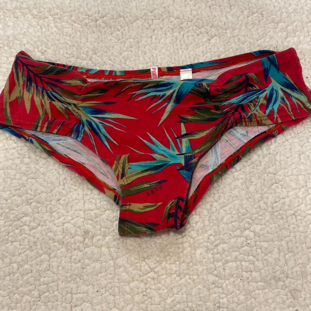 Red floral patterned PINK underwear